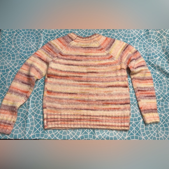 💛TODAY***$18***Loft orange, yellow, purple, and off white striped sweater. - Picture 4 of 4